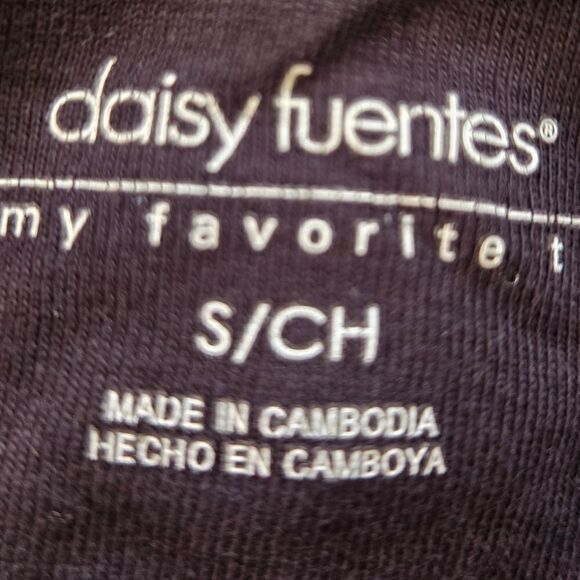 Daisy Fuentes Cotton Modal Short Sleeve Tee Black Scoopneck SMALL - Picture 8 of 9
